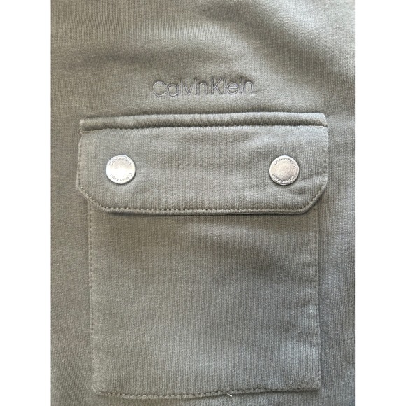 Calvin Klein Olive Green Soft Touch Fleece Full Zip Jacket Mens Medium M - Picture 3 of 11